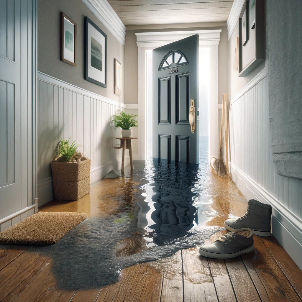Water in a home from an exterior natural flood